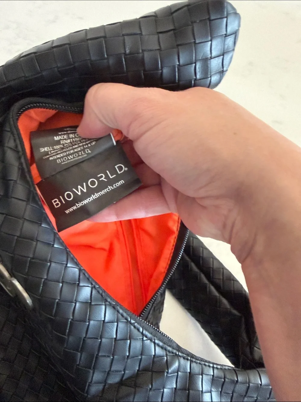 Bioworld Black Woven Hobo Bag with Mickey Accent